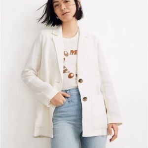 Madewell Ivory Linen Oversized Blazer